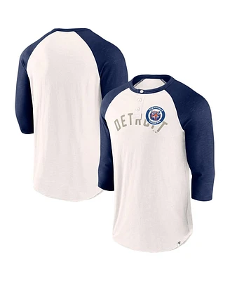 Men's Fanatics White, Navy Detroit Tigers Backdoor Slider Raglan 3/4-Sleeve T-shirt