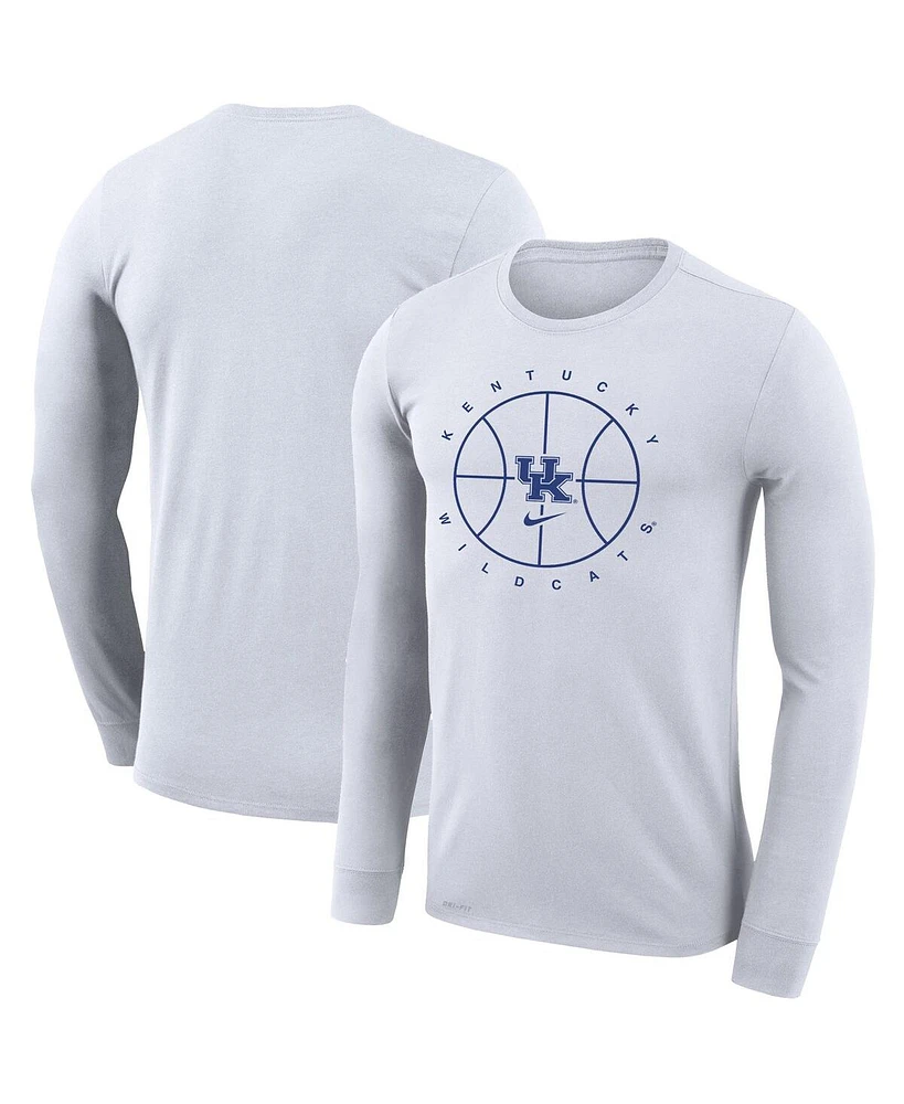 Men's Nike White Kentucky Wildcats Basketball Icon Legend Performance Long Sleeve T-shirt