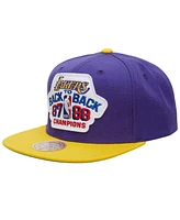 Men's Mitchell & Ness Purple, Gold Los Angeles Lakers Hardwood Classics 1987/88 Back-to-Back Nba Champions Snapback Hat