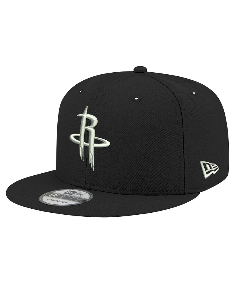 Men's New Era Houston Rockets Black and White 9FIFTY Snapback Hat