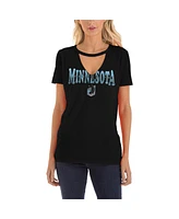 Women's 5th & Ocean by New Era Black Distressed Minnesota United Fc Athletic Baby V-Neck T-shirt