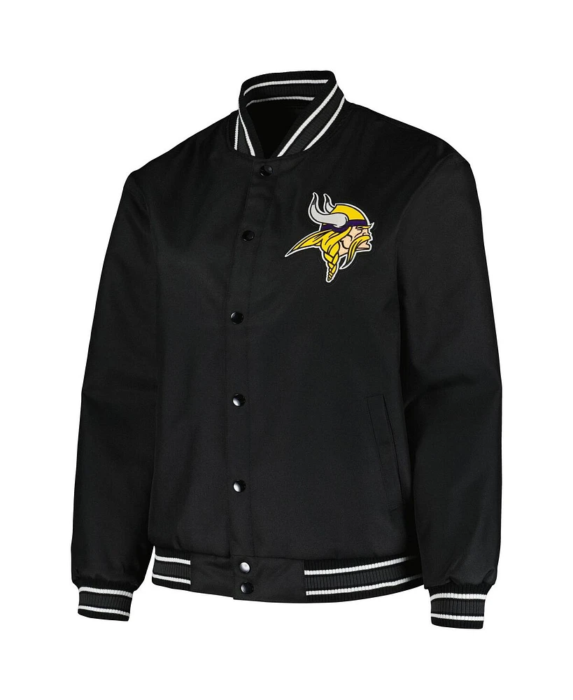 Women's Jh Design Black Minnesota Vikings Plus Full-Snap Jacket