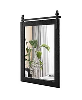 Costway 30''x22'' Wall Mount Mirror Decor Vanity Wood Frame Barn Door Style