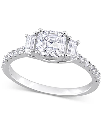Moissanite (1-1/3 ct. t.w.) Three Stone Ring Sterling Silver