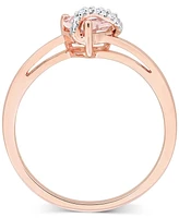 Morganite (5/8 ct. t.w.) & Diamond Accent Heart Ring 18k Rose Gold Flash-Plated Sterling Silver