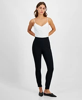 Bar Iii Petite Side-Zip Ponte Leggings, Created for Macy's