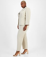 Le Sui Plus Size Two Button Jacket & Extended-Tab Pantsuit