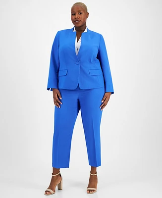 Le Suit Plus Single-Button Blazer Slim-Fit Pantsuit