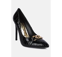 Fanfare Croc Stiletto Pump Heels