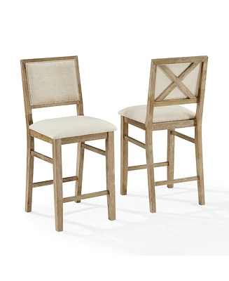 Crosley Joanna 2-Piece Polyester Upholstered Counter Height Bar Stool Set