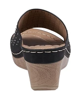 Gc Shoes Women's Atlanta Studded Comfort Wedge Sandals
