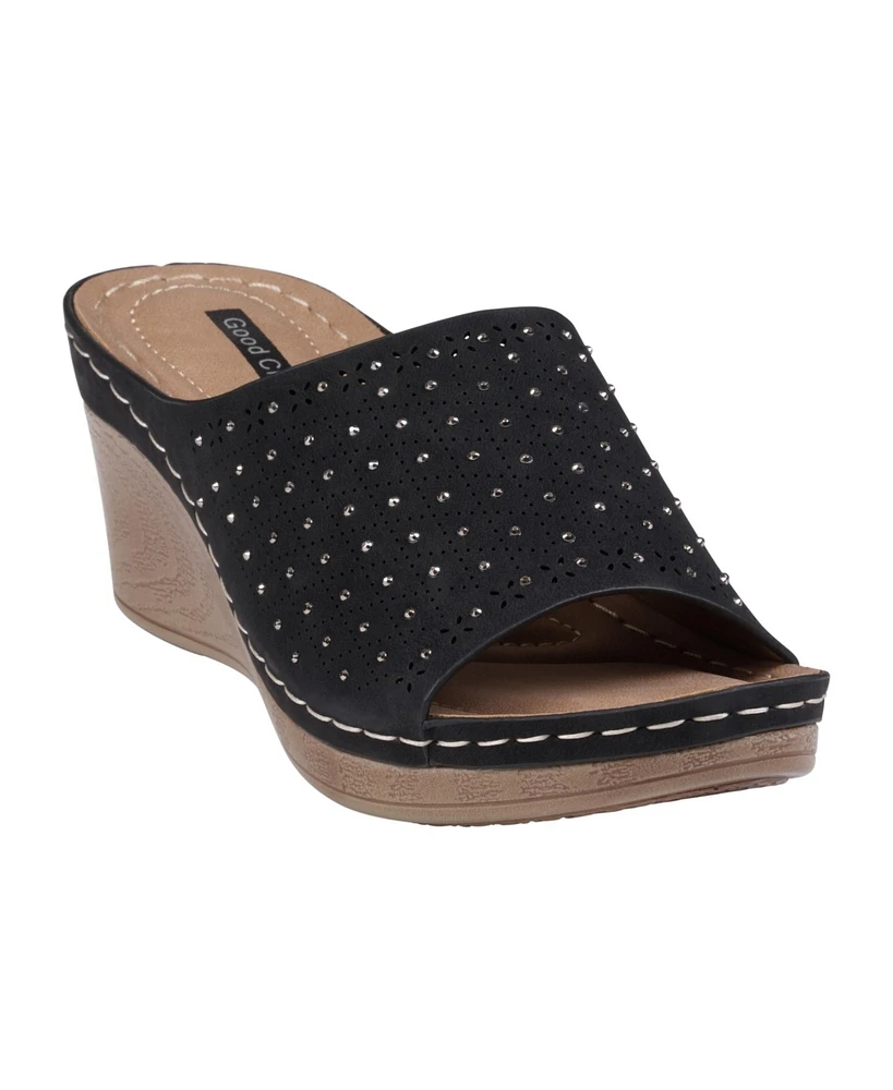 Gc Shoes Women's Atlanta Studded Comfort Wedge Sandals