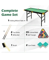 Sugift 47 Inch Folding Billiard Table with Cues and Brush Chalk