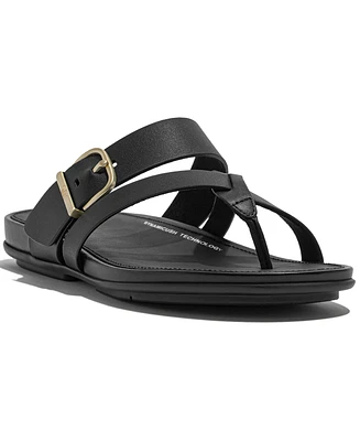 FitFlop Women's Gracie Buckle Leather Strappy Toe-Post Sandals