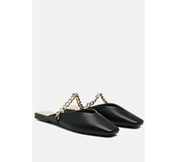 catch bling chain strap flat shoes