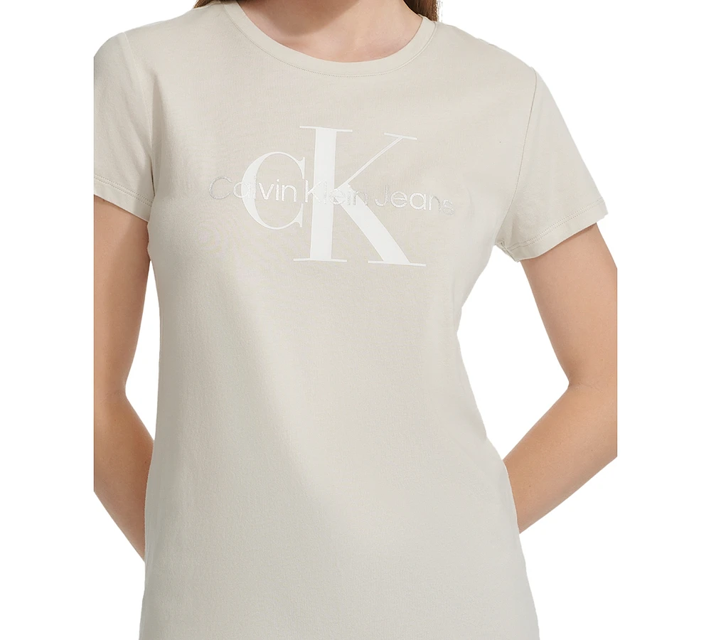 Calvin Klein Jeans Women's Crewneck Short-Sleeve Foiled-Logo T-Shirt
