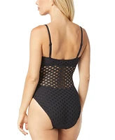 Carmen Marc Valvo Women's Crochet One-Piece Swimsuit