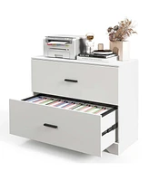 Costway 2-Drawer Wood Lateral File Cabinet with Adjustable Bars for Home Office