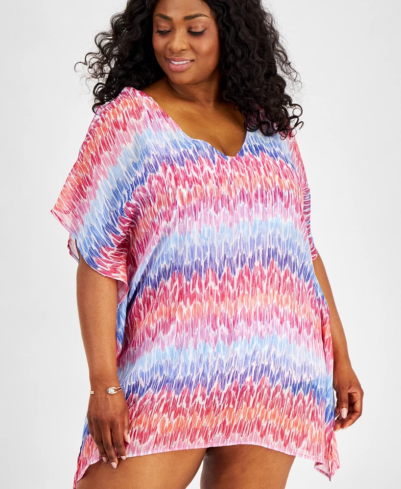 Becca Etc Plus Joshua Tree Flutter-Sleeve Tunic Cover-Up