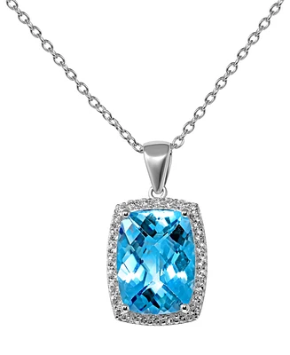 Blue Topaz (11 ct. t.w.) & White Topaz (3/4 ct. t.w) 18" Pendant Necklace in Sterling Silver
