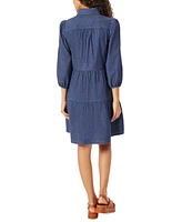 Jones New York Women's Half-Placket Tiered Short Dress