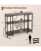 Cabinet Bar Table Rack for Drinks Glasses with Power Outlets