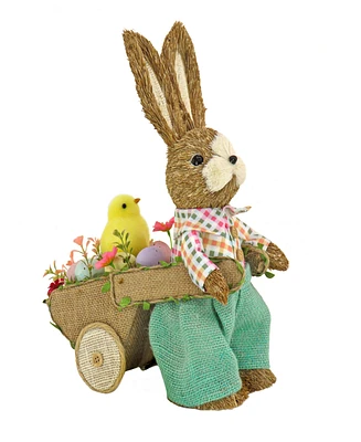 National Tree Company 14" Easter Bunny Pulling Wagon