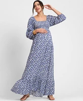 Seraphine Women's Maternity Crepe Shirred Bodice Maxi Dress