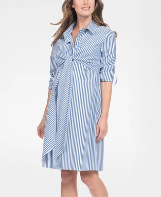 Seraphine Women's Cotton and Lyocell Maternity Nursing Shirt Dress