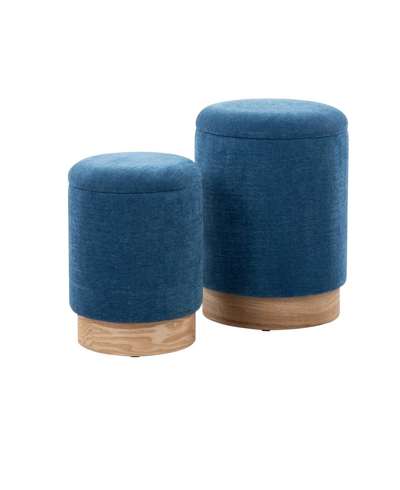 Marla Contemporary Nesting Ottoman Set Wood and Fabric by Lumisource