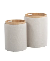 Tray Contemporary Nesting Ottoman Set Fabric and Wood by Lumisource