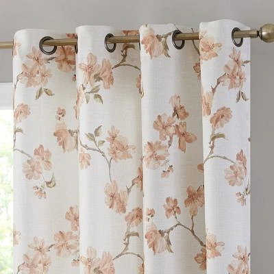 Hlc.Me Jade Floral Decorative Textured Light Filtering Grommet Window Treatment Curtain Drapery Panels For Bedroom Living Room Set Of 2 Panels