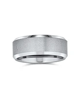 Bling Jewelry Beveled Edge Brushed Matte Band Titanium Rings 8MM