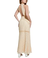 Guess Women's New Liza Lace Halter Sleeveless Gown