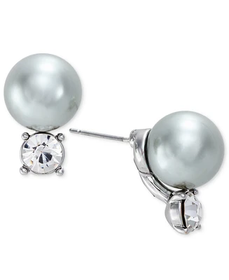 Charter Club Silver-Tone Crystal & Color Imitation Pearl Stud Earrings, Created for Macy's