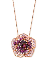 Le Vian Ombre Pink (1-5/8 ct. t.w.) & White Sapphire (1/8 ct. t.w.) Flower 20" Pendant Necklace in 14k Rose Gold