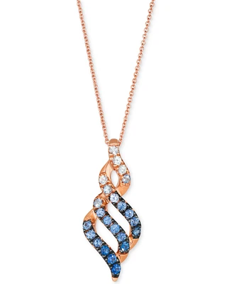 Le Vian Denim Ombre (3/4 ct. t.w.) & White Sapphire (1/8 ct. t.w.) Spiral 20" Pendant Necklace in 14k Rose Gold