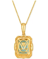 Le Vian Mint Julep Quartz (6-3/4 ct. t.w.) & Diamond (1/4 ct. t.w.) Halo Adjustable 20" Pendant Necklace in 14k Gold