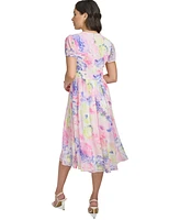 Dkny Women's Floral Crinkle Chiffon Midi Dress