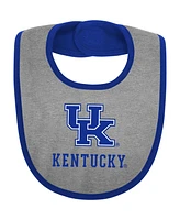 Baby Boys and Girls Royal Kentucky Wildcats Home Field Advantage Three-Piece Bodysuit, Bib Booties Set