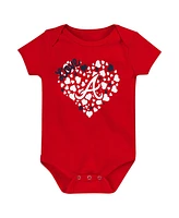 Baby Boys and Girls Fanatics Navy, Red, Pink Atlanta Braves Three-Pack Home Run Bodysuit Set