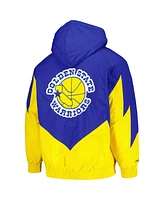 Men's Mitchell & Ness Royal Golden State Warriors Hardwood Classics Retro Quilted Raglan Full-Zip Hoodie