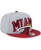 Men's New Era Gray, Red Miami Heat Tip-Off Two-Tone 9FIFTY Snapback Hat