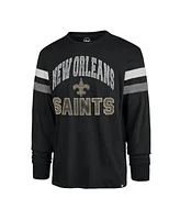 Men's '47 Brand Black Distressed New Orleans Saints Irving Long Sleeve T-shirt