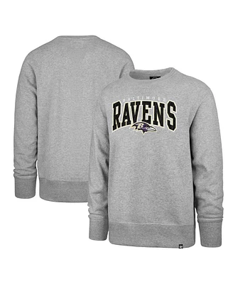 Men's '47 Brand Gray Distressed Baltimore Ravens Varsity Block Headline Pullover Sweatshirt