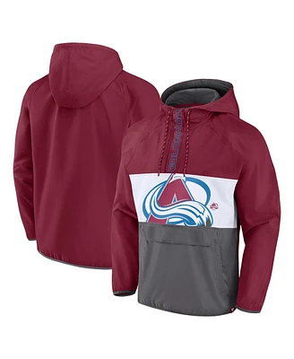 Men's Fanatics Burgundy Colorado Avalanche Flagrant Foul Anorak Raglan Half-Zip Hoodie Jacket