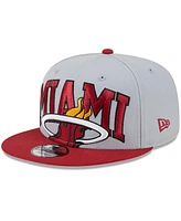 Men's New Era Gray, Red Miami Heat Tip-Off Two-Tone 9FIFTY Snapback Hat