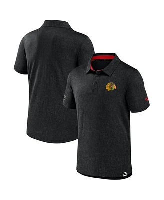 Men's Fanatics Black Chicago Blackhawks Authentic Pro Jacquard Polo Shirt