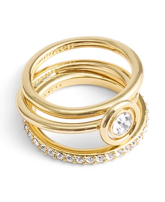 Coach Faux Stone Halo Stackable Ring Set