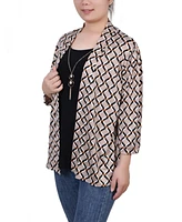 Ny Collection Women's 3/4 Sleeve Two-Fer Top